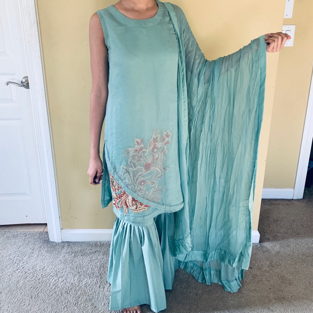 Teal Green Pakistani Shalwar Kameez